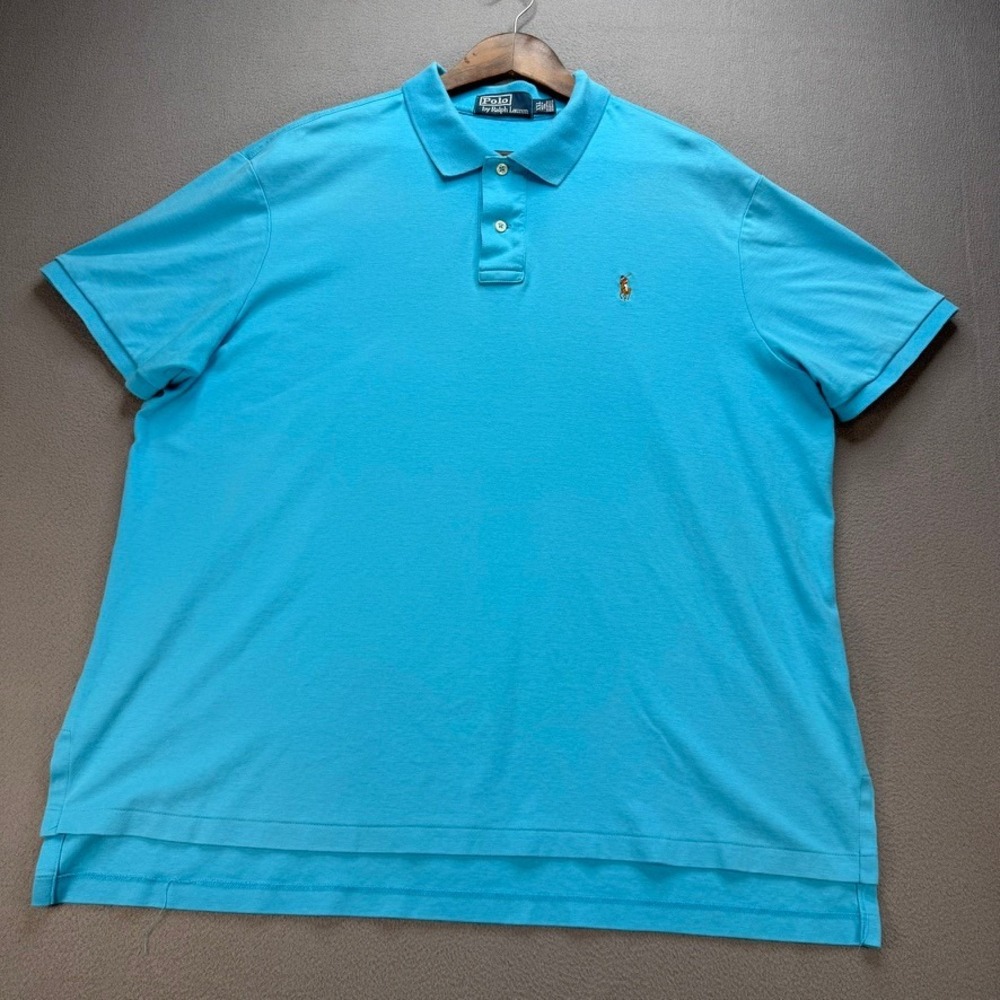 Polo Ralph Lauren Polo Shirt Classic Fit XXL Blue Short Sleeve Flesh Pony Preppy - Picture 2 of 12